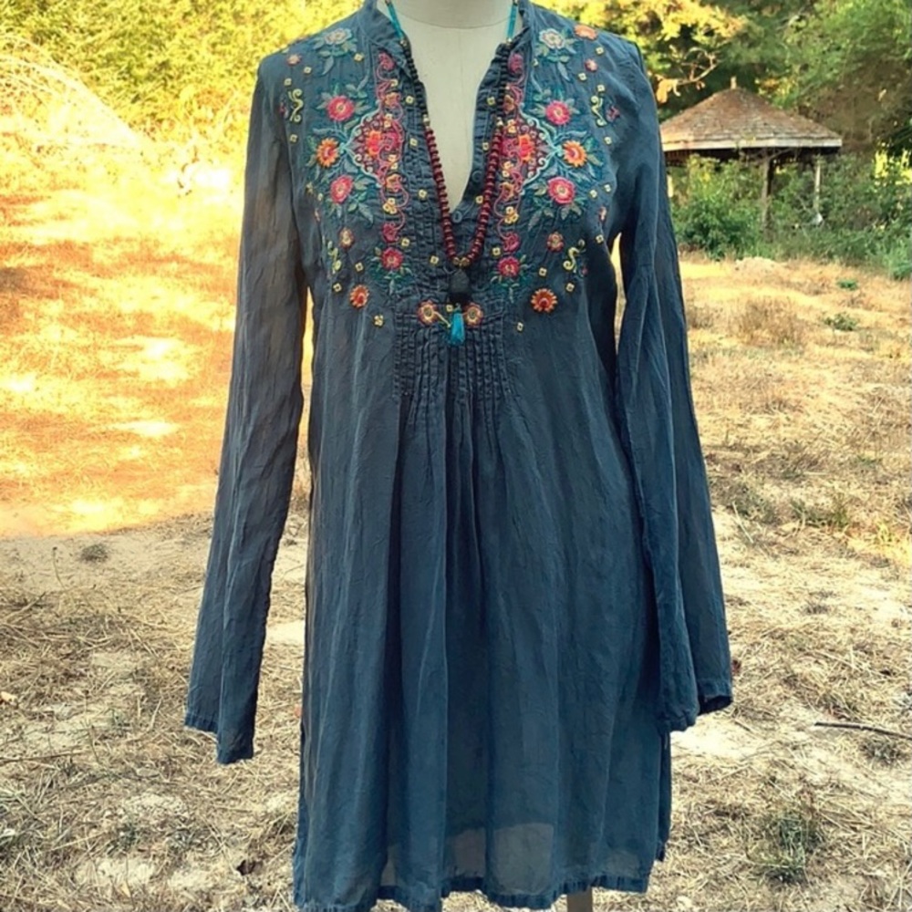 Johnny Was Embroidered Tunic Shirtdress